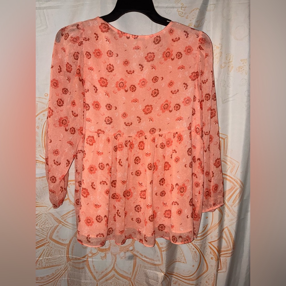 Lucky Brand Coral Floral Blouse - Picture 2 of 5